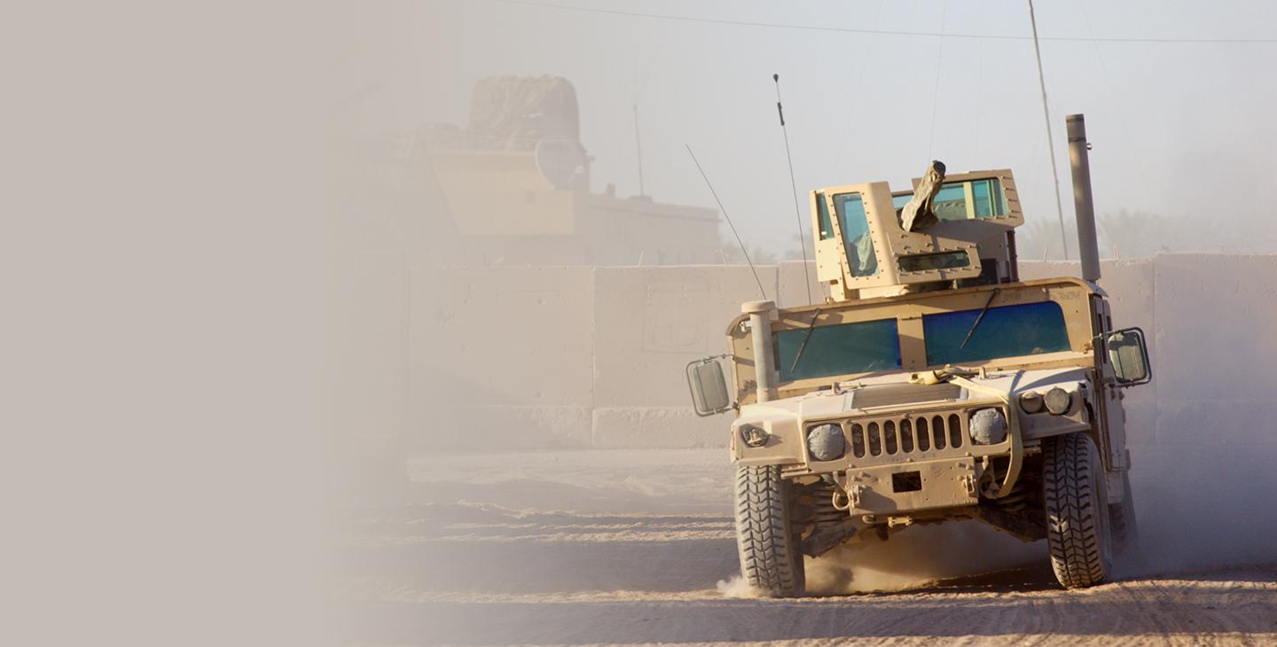 Close-up of a humvee wtih land mobile antennas